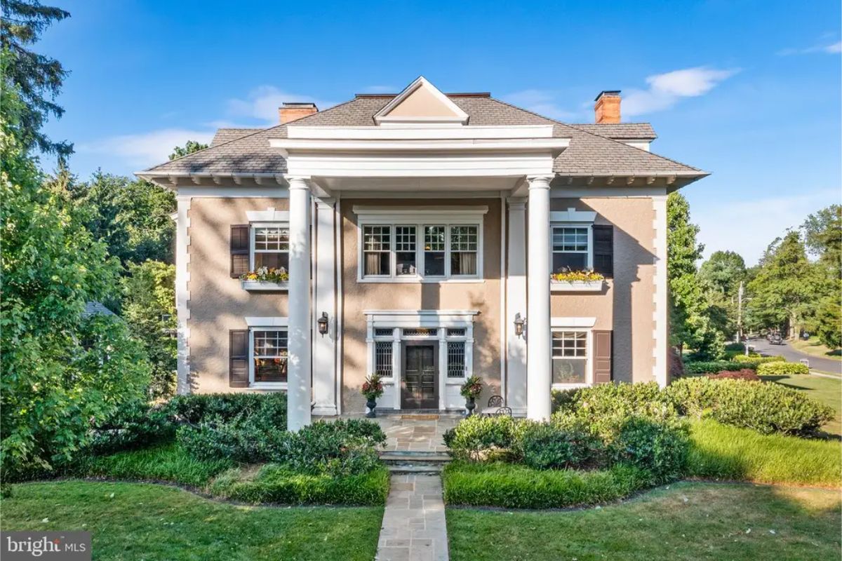 Built in 1900, this 8,358-square-foot home in Wayne, Pennsylvania, offers six bedrooms and five bathrooms, including four full baths.