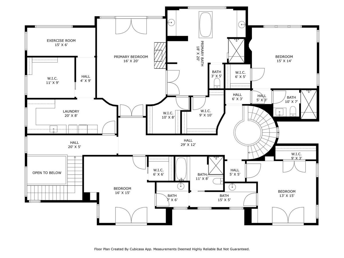 Second floor plan layout highlighting bedrooms, bathrooms, and additional spaces on the upper level.