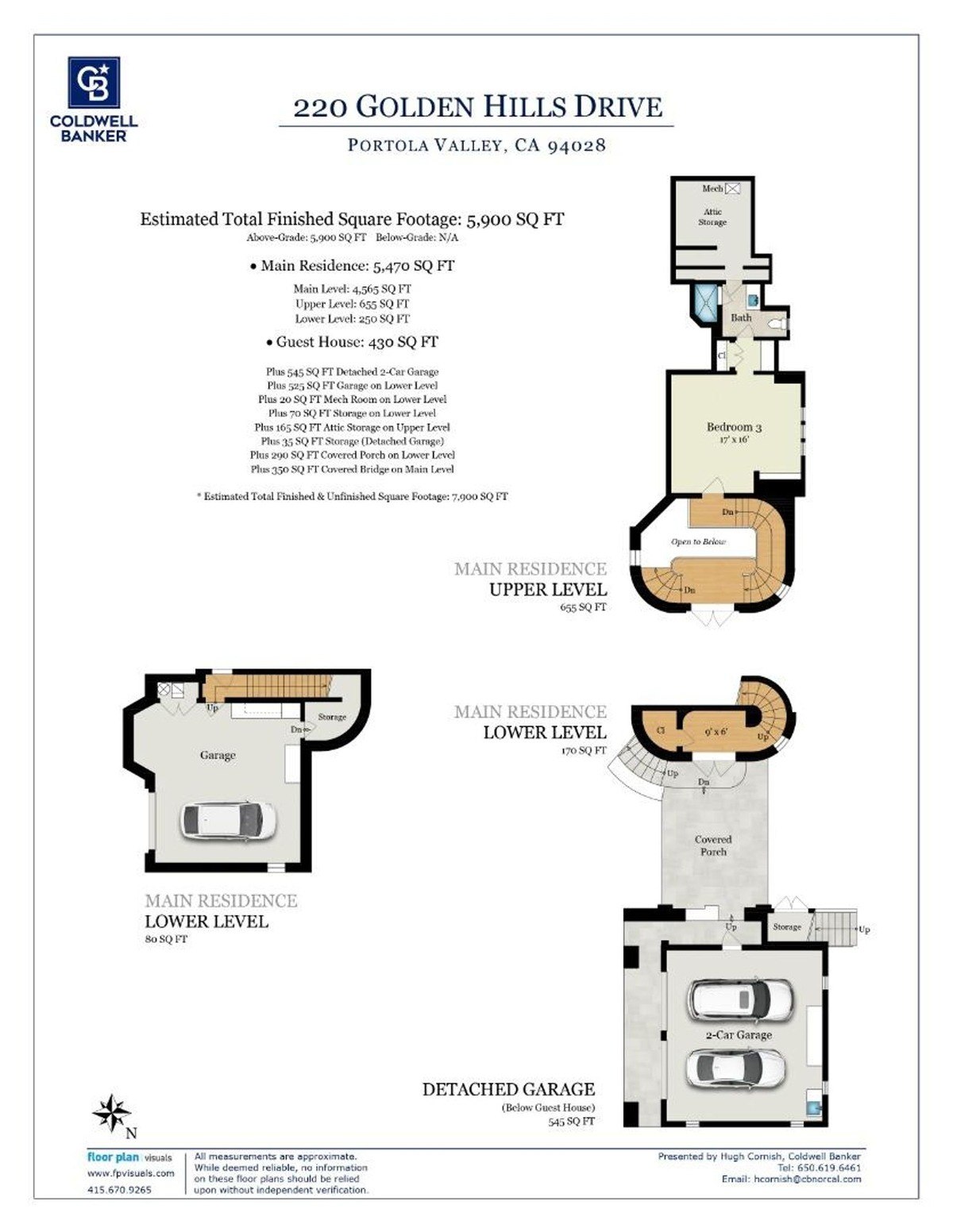 Additional floor plans, upper and lower-level floor plans with an outline of the guest house.