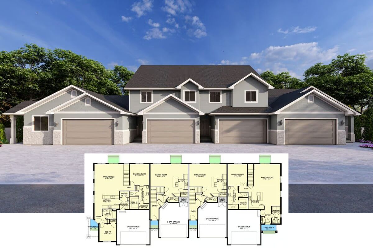 Four-Plex Home with Double Garage and Lower-Level Expansion (Floor Plan)